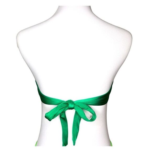 Victoria's Secret Green Satin Push Up Sexy Modern Bandeau Bikini Swim Top sz 34B - Picture 3 of 6
